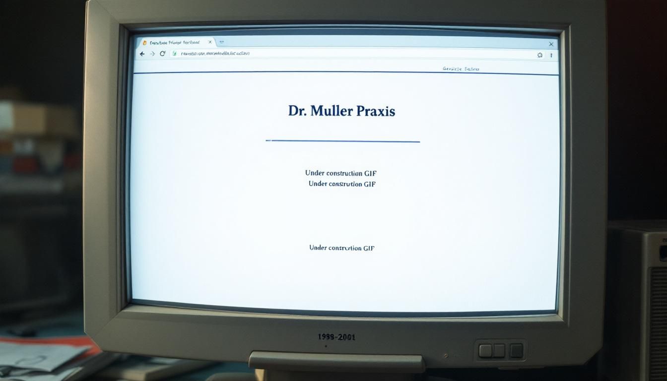 Veraltete Website aus 2010 auf altem Desktop-Monitor